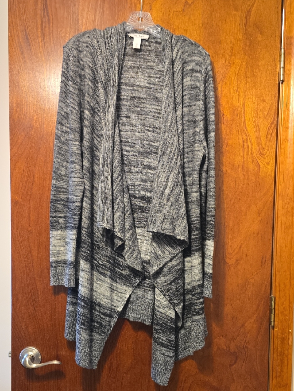 White House Black Market Gray Marled Open Drape Cardigan